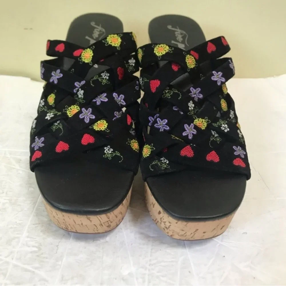Free People NEW Lisbon Platform Heels Floral Suede Platform Mules Sandals Clog 9 - Picture 9 of 16